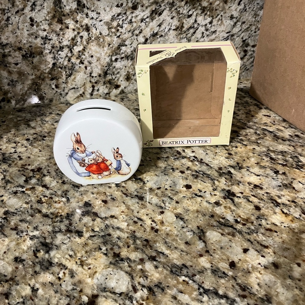 Beatrix Potter Peter Rabbit Ceramic Coin Bank Nib Reutter Porzellan Germany NIB